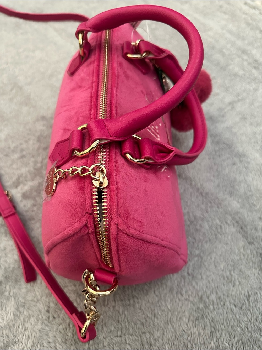 Juicy Couture Hot Pink Velvet 'Spill the Juicy Tea' Satchel - Picture 3 of 6